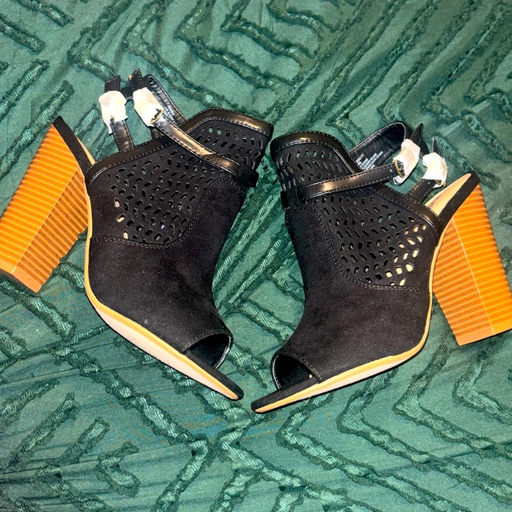 Black Chunky Cutout Booties